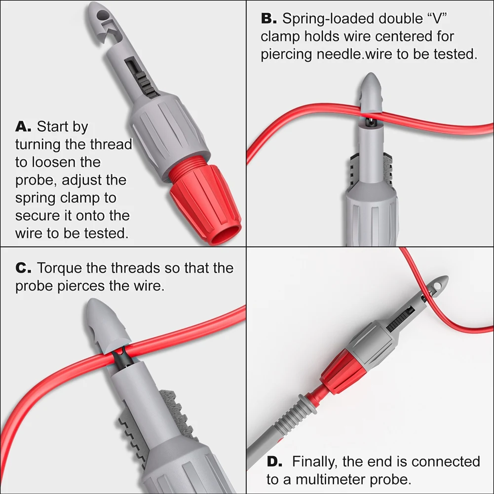 

【Berserkk】8PC Wire Piercing Probe Insulation Piercing Clip Wire Piercing Tool For Multimeter Voltage Voltmeter Testing 4Mm