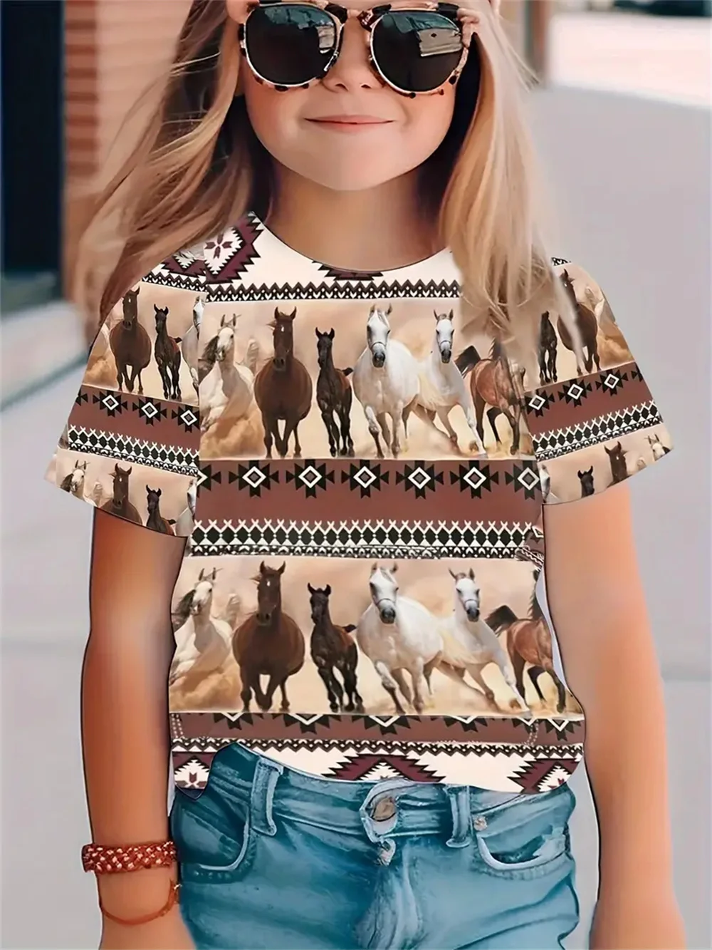 Mädchen T-Shirts Sommer 3D-Druck Mode kurz ärmel ige Tops lässige T-Shirts Mädchen Kleidung Kinder T-Shirts Kinder kleidung