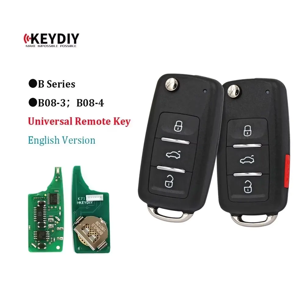5pcs KEYDIY KD B08-3 B08-4 Universal Remote Key 3 Buttons for Volkswagen VW Style Car Remote Key for KD900/MINI/KD-X2 Programmer