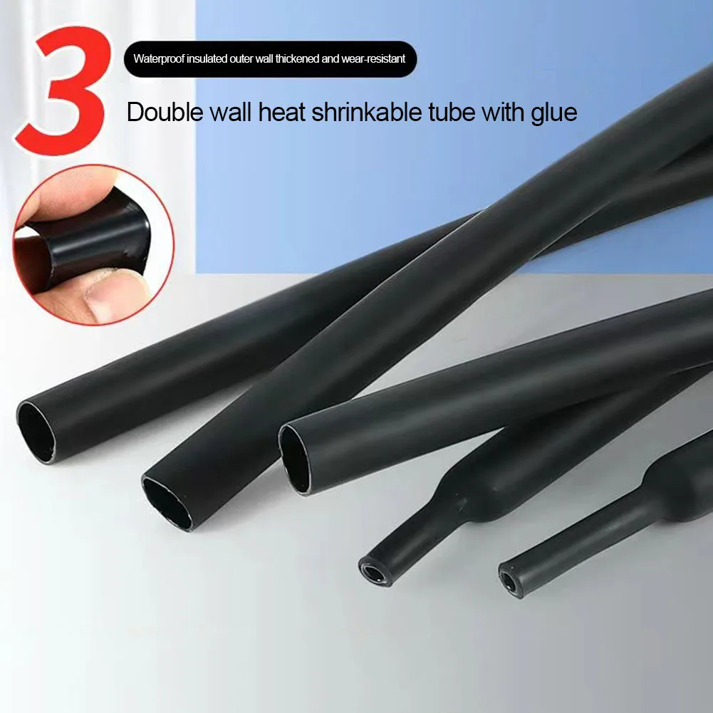 

3:1 10Meter Black Polyolefin Shrinking Heat Shrink Tube Wire Cable Insulated Sleeving Tubing ID 12.7mm Wire Connector Protector
