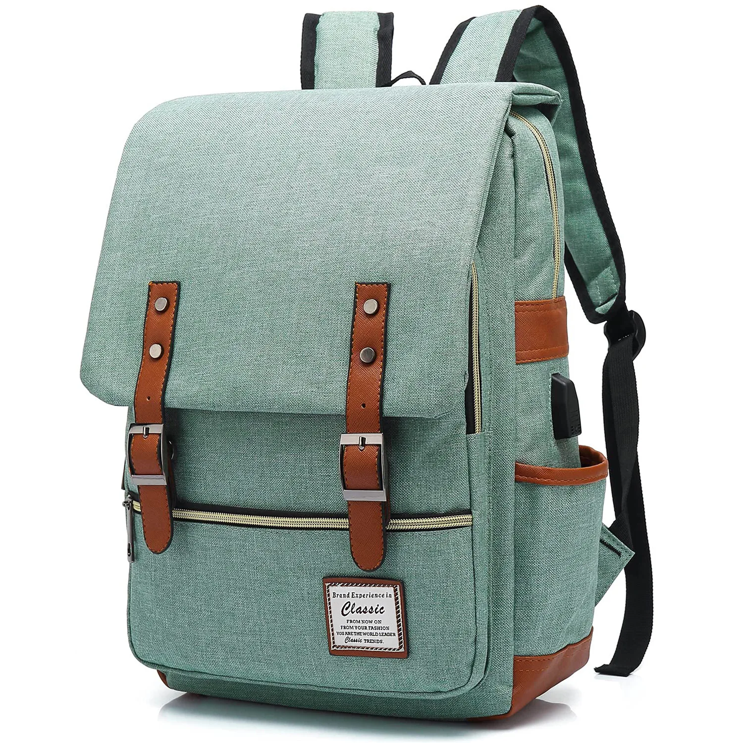 

Top canvas large capacity 15.6 inch backpack for men women multi-pocket travel women's backpack bag with USB interface schoolbag