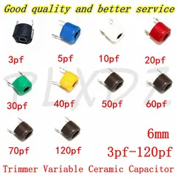 20PCS 6mm Trimmer Variable Ceramic Capacitor JML06-1 3PF 5PF 10PF 20PF 30PF 40PF 50PF 60PF 70PF 120PF Adjustable Capacitors