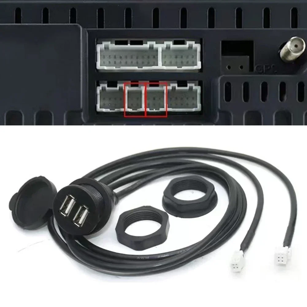 

Car Dual USB Socket Base Dash Mount Dual USB Port Panel Interface Extension 145cm Cable Adapter Universality Fitment