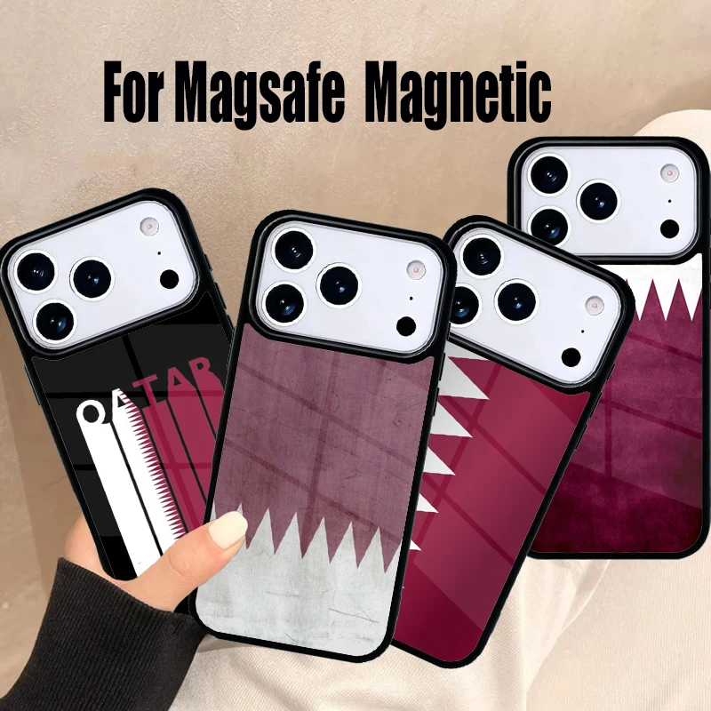 

Qatar Flag National Banner Phone Case For Magsafe Wireless Magnetic iPhone 17 Air 16e 15 14 13 12 11 Pro Max Plus Cover