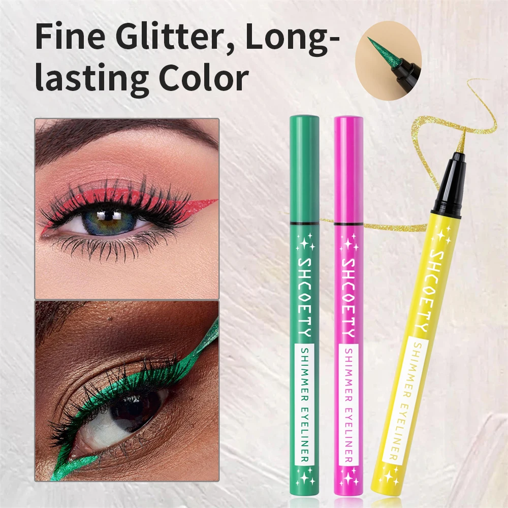 قلم تحديد العيون السائل المقاوم للماء، قلم تحديد العيون للنساء، قلم تحديد عيون كوري مقاوم للماء باللون الأبيض اللامع