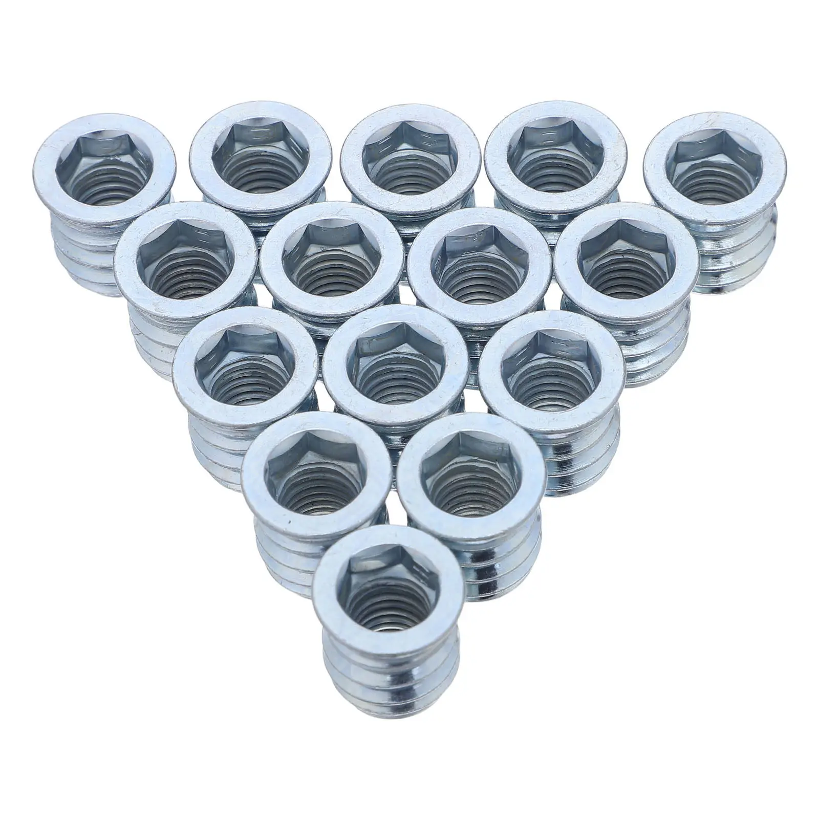 100Pcs Wood Furniture Threaded Inserts M8x15 Zinc Plated Carbon Steel Hex Socket Drive Screw in Nut Connectors Furniture Repair