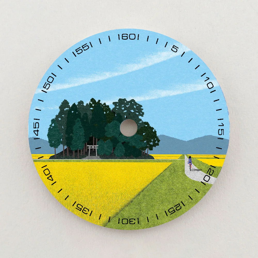28.5mm NH35 Dial Yellow Rapeseed Field Scenery Dial Green Luminous Dial Color NH36 Dial Watch Accessories Fits NH35/36 Movements