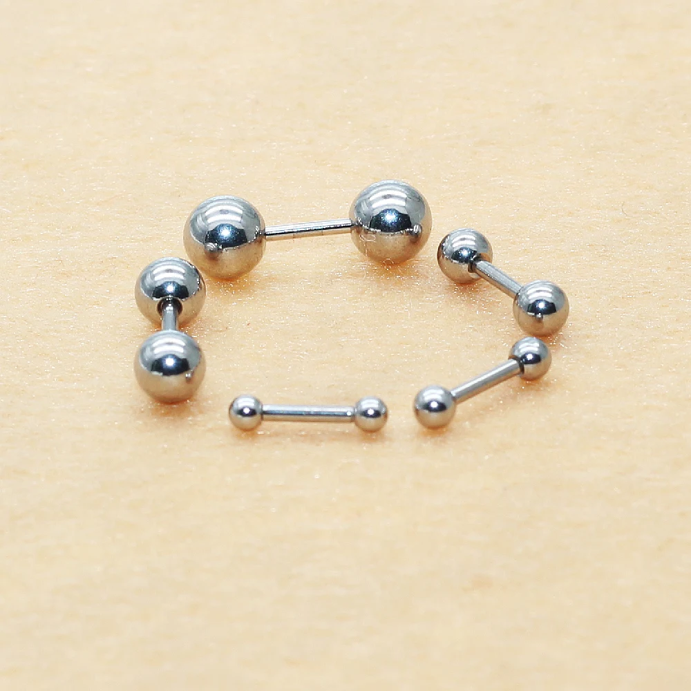Unisex 1 Pair Round Balls Screw Stud Earrings Stainless Steel Never Fade Allergy Free