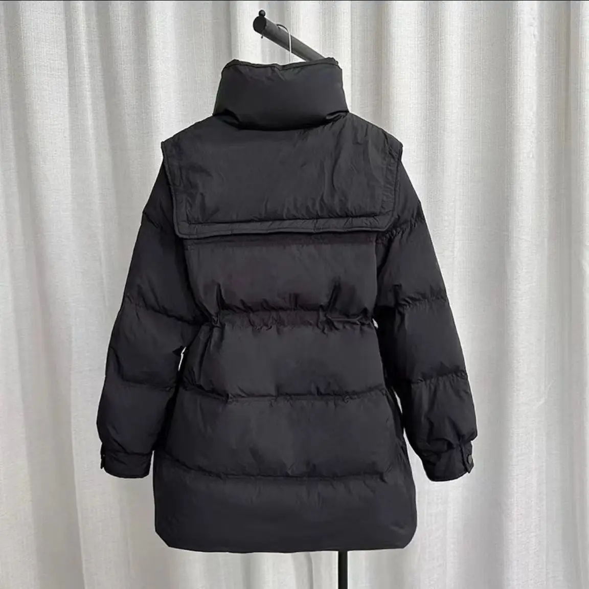 Parkas Womens Parka Coat With Real Fur Fall Corduroy Quilted Detachable-Sleeve Double-Sided Snap-Button High-Low Waistband Solid