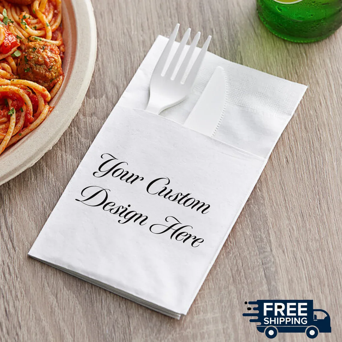 Custom Personalized Printed Pocket Napkin - Add Your Logo - Personalized Pocket Napkins for Wedding, Unique Birthday Anniversary