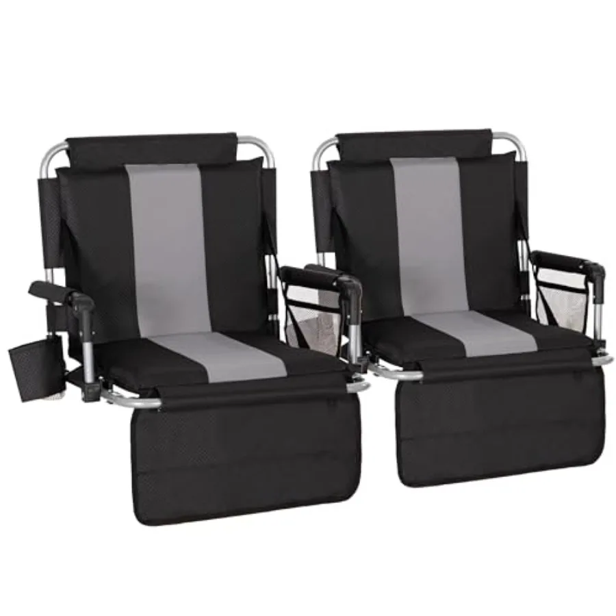 

Folding Stadium Seat Bleacher Chair with Cup Holder, Mesh Bag and Hide Hooks, Portable Stadium Chair with Back and Cushion