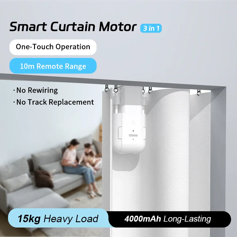 Three-in-one remote automatic curtain opener and closer, noiseless operation, robotic intelligent curtain motor, timer, voice co