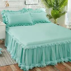 Elegant Princess Bed Skirt Non-slip Mattress Cover Ruffled Lace Bedsheet  Cover Protector Home Bedspread Bed Skirt