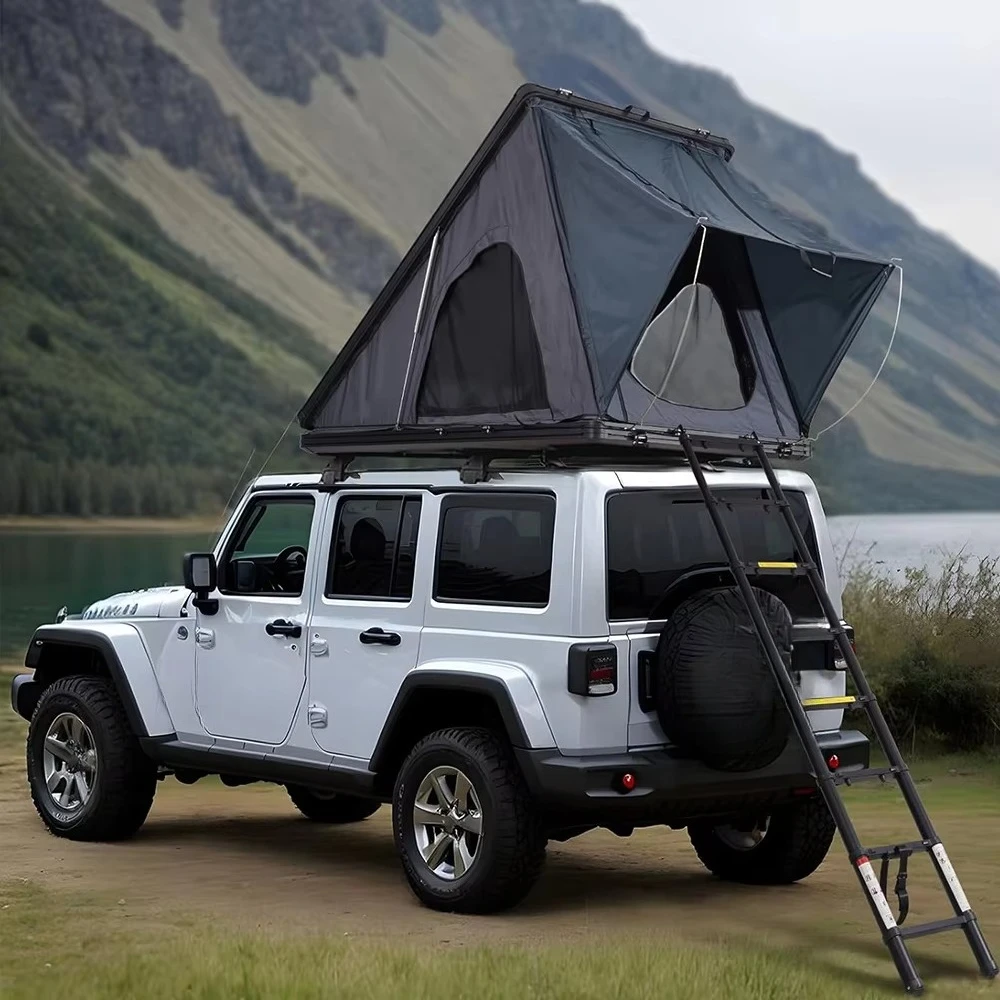 4 Person Four-season Triangle Hard Shell Roof Top Tent Double Layer Waterproof Ultralight Ultra Thin Aluminum