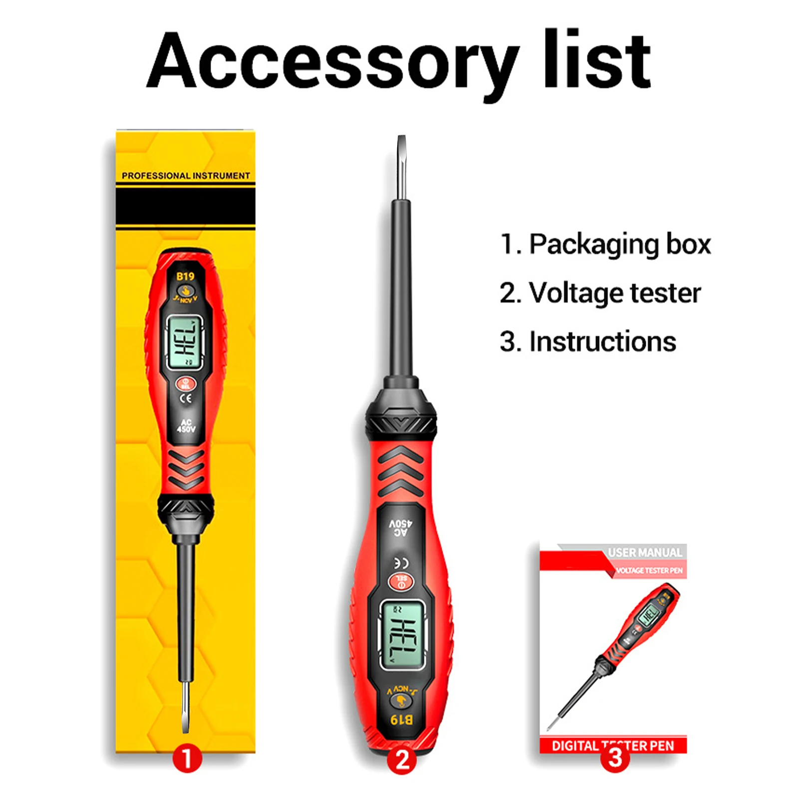 Digital AC Voltage Tester Pen w Screwdriver Bit, NCV Voltage Detector w LCD Backlight, Sound/Light Alarm, Live/Neutral Detector