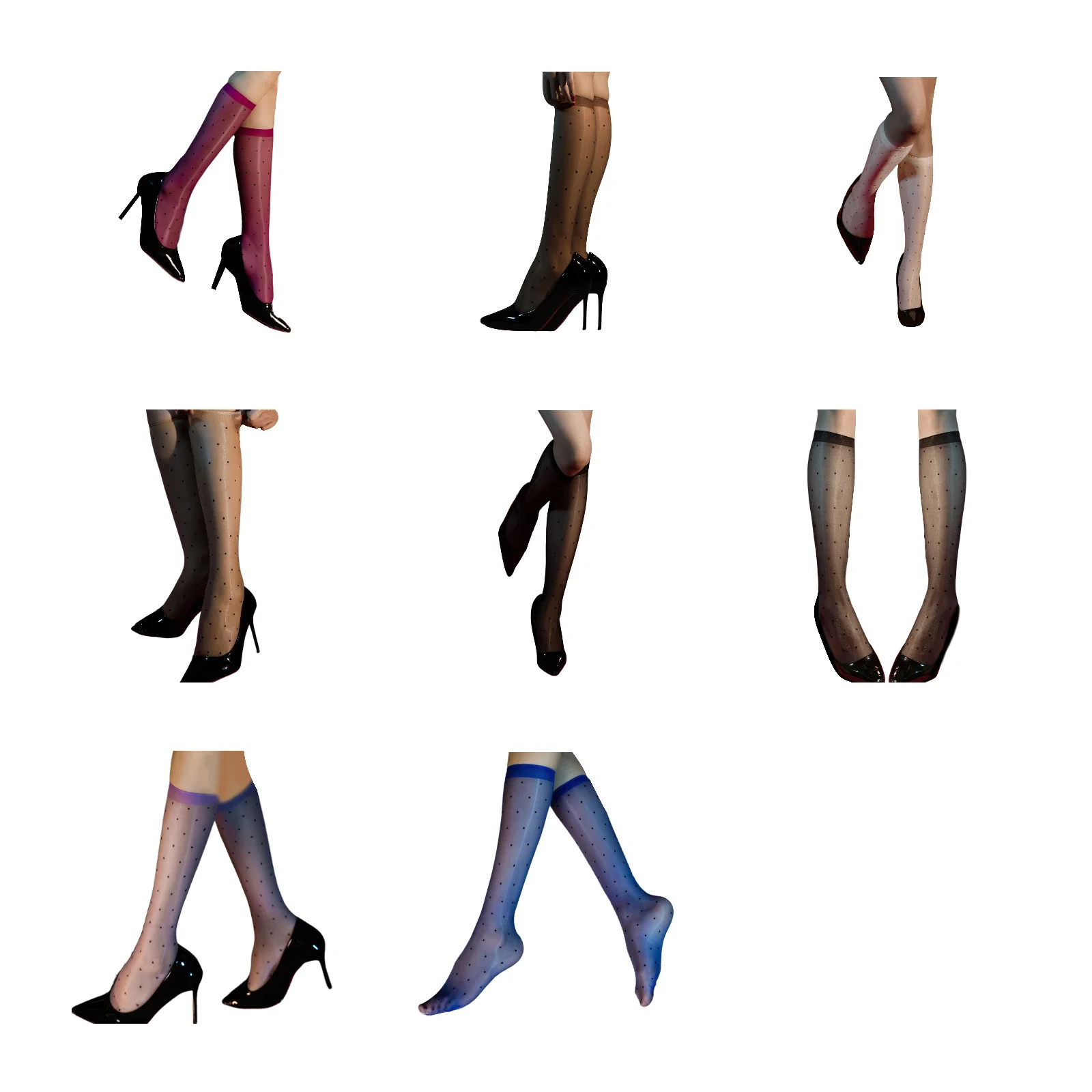 

Полностью прозрачные чулки в горошек Aurora, 8 цветовых комбинаций (розово-красный/кофейный/молочно-белый/телесный/черный/серый/фиолетовый/синий)