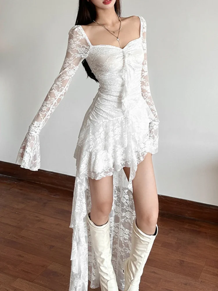 grunge white dress Elegant A-line Halter Backless Sleeveless Maxi Long Lace Wedding Dresses  Online