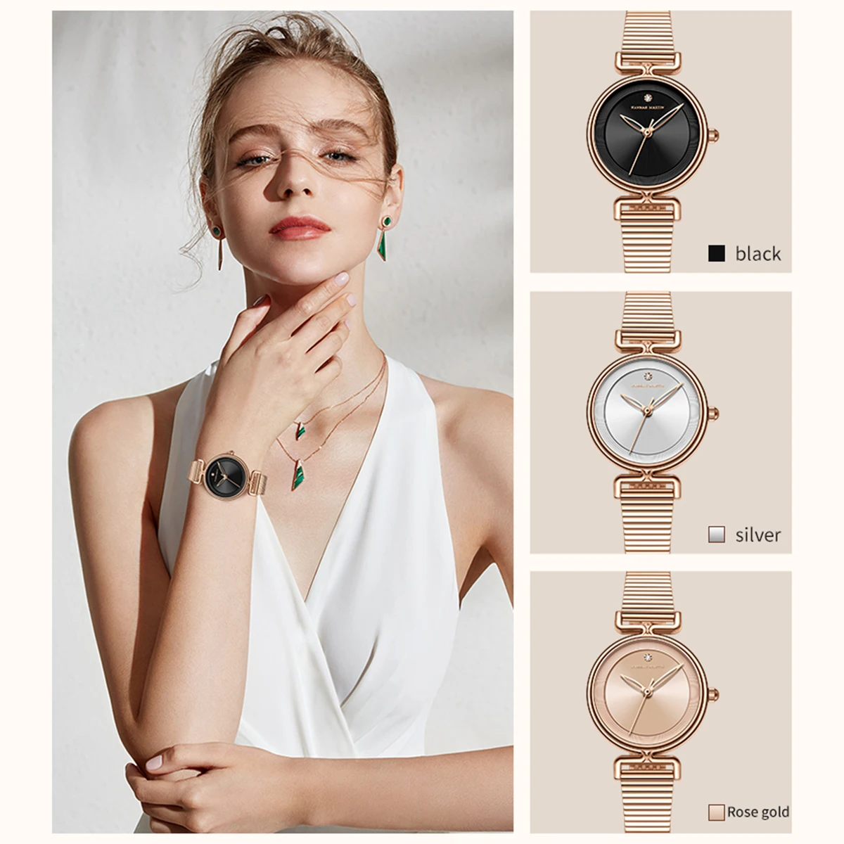 Hannah Martin Top Brand Original Women's Watch 29mm Mini Dial Rose Gold Luxury Fashion Japanese Quartz Movement Watch for Women