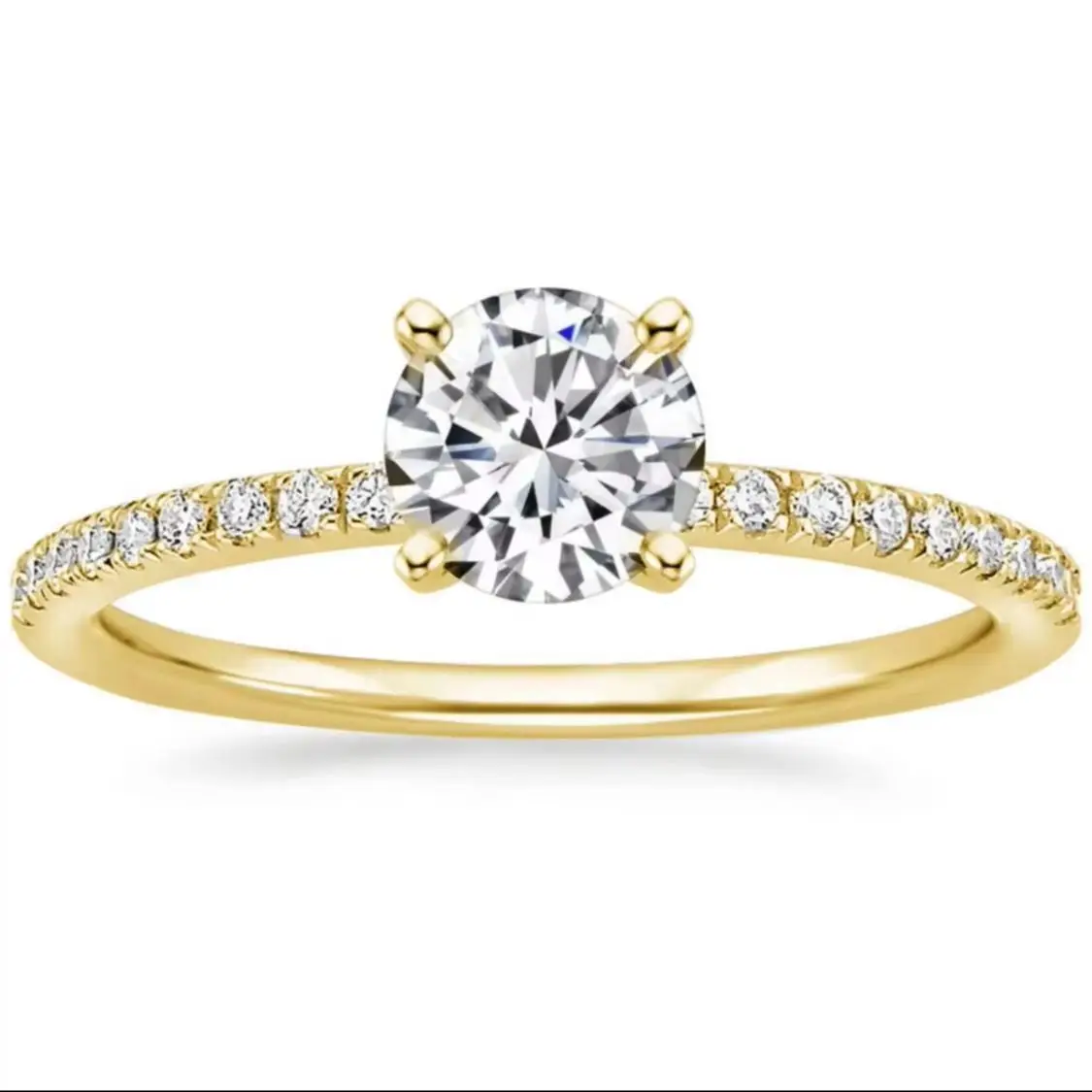 Gold Plated Engagement Ring for Women Cut Round Cubic Zirconia Fake Promise Wedding Band Cubic Zirconia Size 5-11