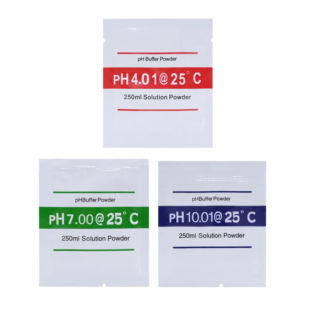 3PCS/Lot PH Buffer Powder 4.00 6.86 7.00 9.18 10.01 Standard Calibration Meter Correction Solution Powder Testing Measure 250ml