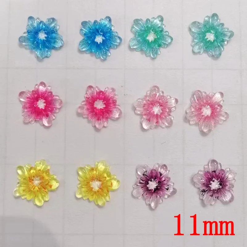 30pcs 11mm Flower shape Flatback Cabochon Rhinestones applique Crystal Nail art designs  -