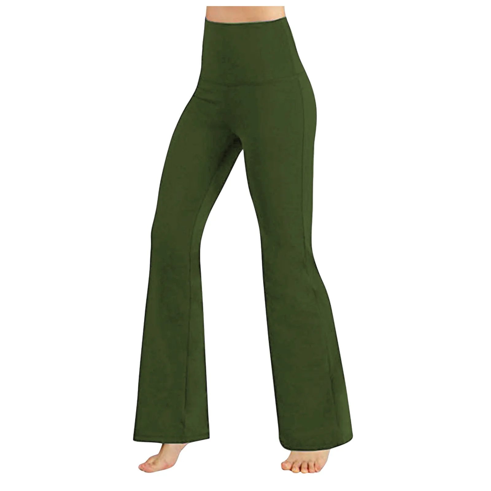 High Waist Bell Bottom Pants Women's Tight Fit High Elasticity Long Trousers Fashionable Base Layer Pants Ladies' Style