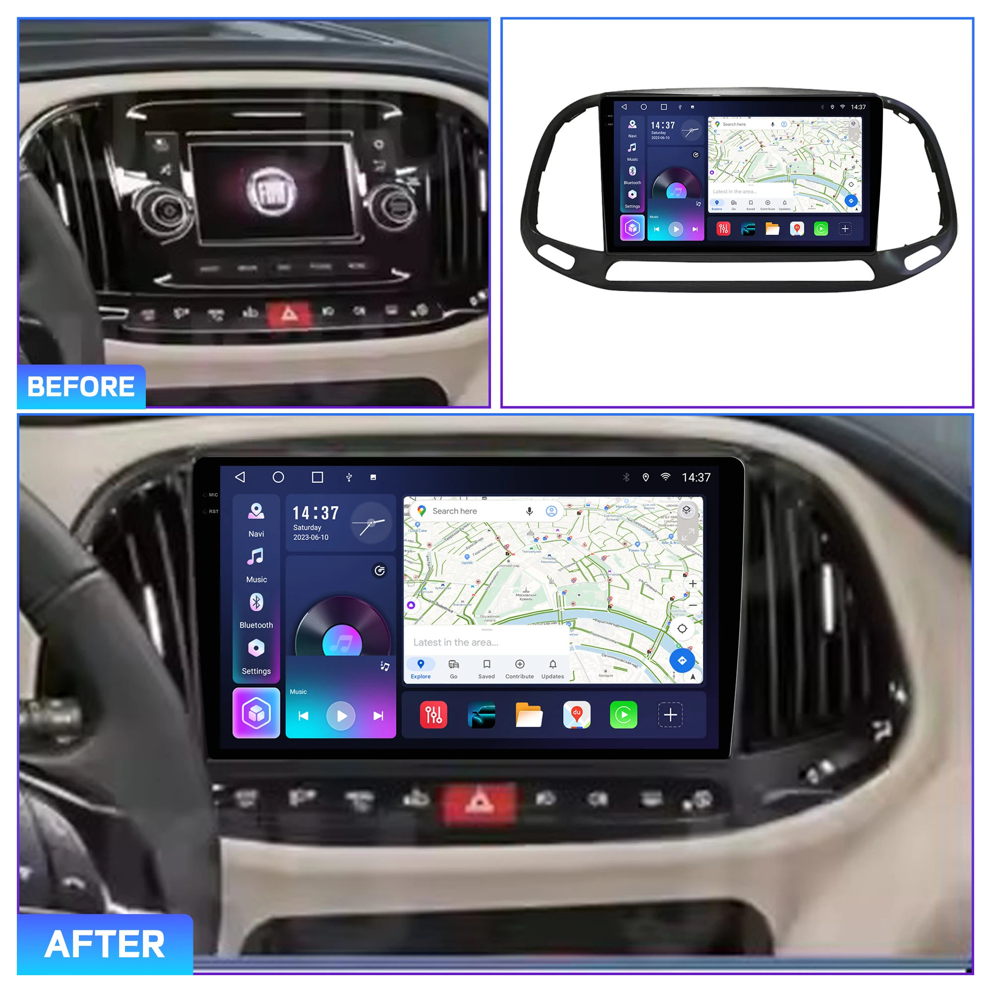 Penhui For FIAT Doblo 2015-2019 Android Car DVD Player 2Din 9'' Touchscreen DSP Bluetooth Video Radio Multimedia System