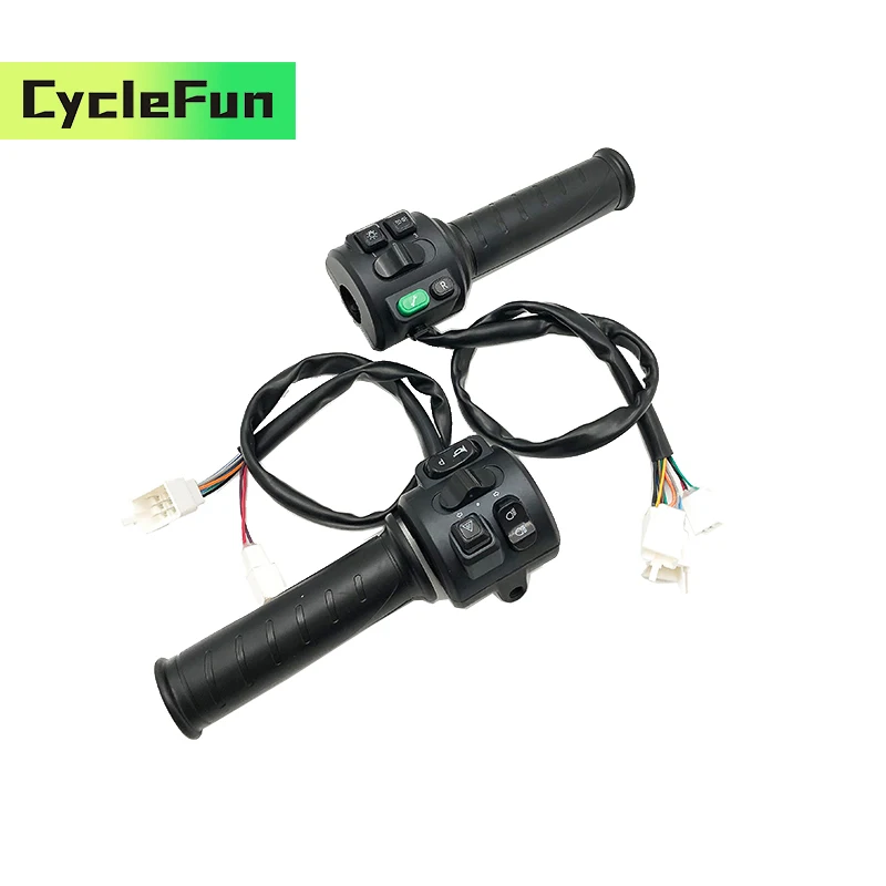 

Hall Twist Throttle 0-5v Accelerator 22mm with Three Speed/Reverse/Parking/Horn/Light Functions For Electric Scooter Motorcycle