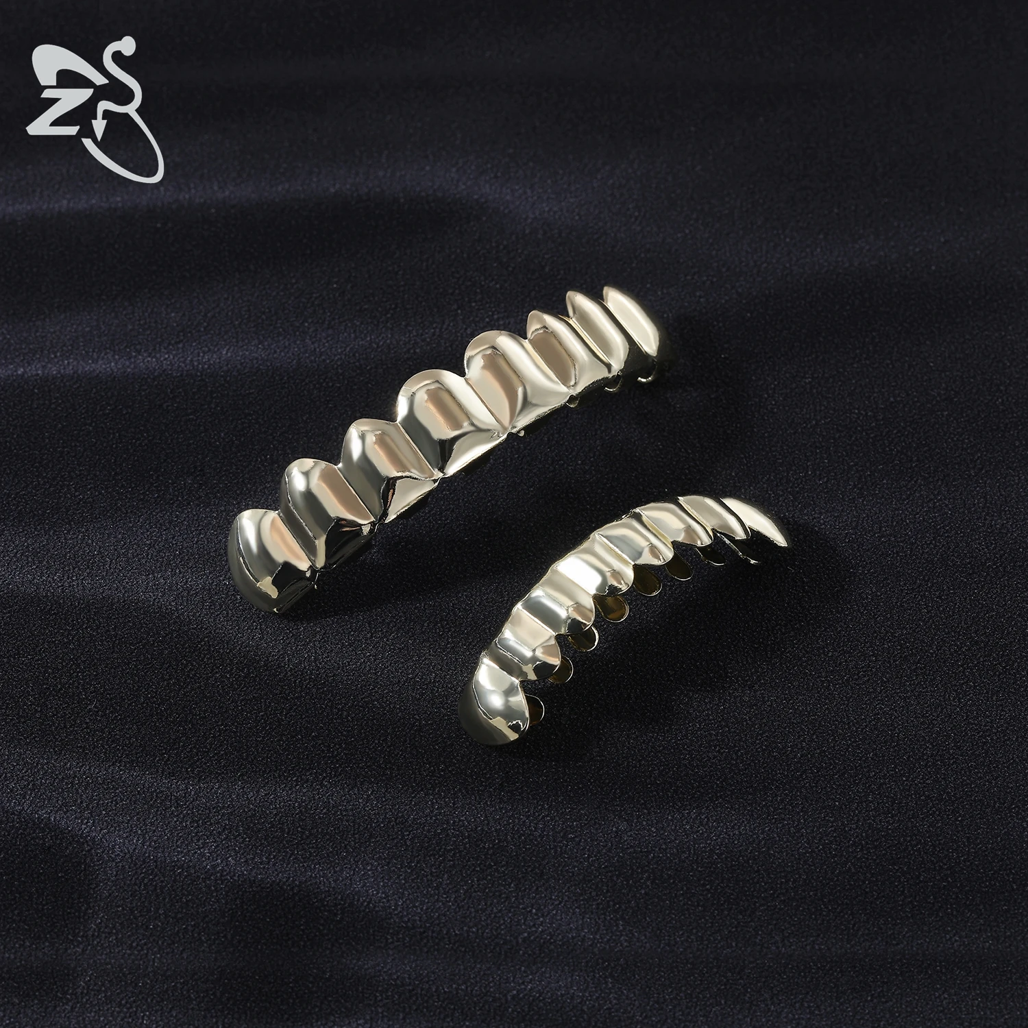 ZS 1 PC/1 Set Hip Hop Silber vergoldet Grillz Zähne glänzend CZ Kristall Kreuz Lücke Grillz Rose Sternform oben und unten Zahnkappe