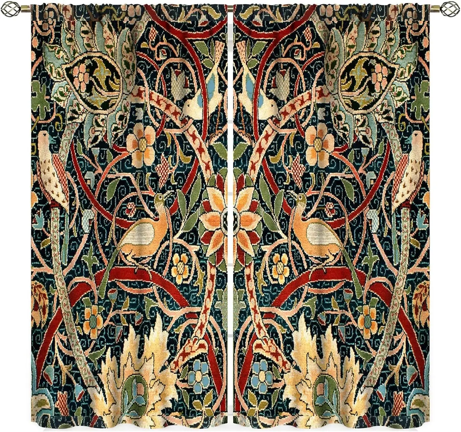 

Винтажные шторы с цветочным принтом William Morris, птицы, ботанические цветочные комнаты, оконные украшения для спальни, гостиной, 42x45 дюймов, декор