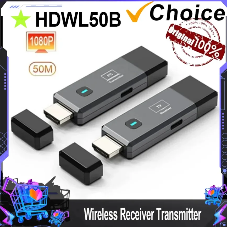 

50 м 1080P беспроводной видео-аудио HDMI-совместимый передатчик-приемник беспроводной адаптер дисплея из ПК к проектору и монитору