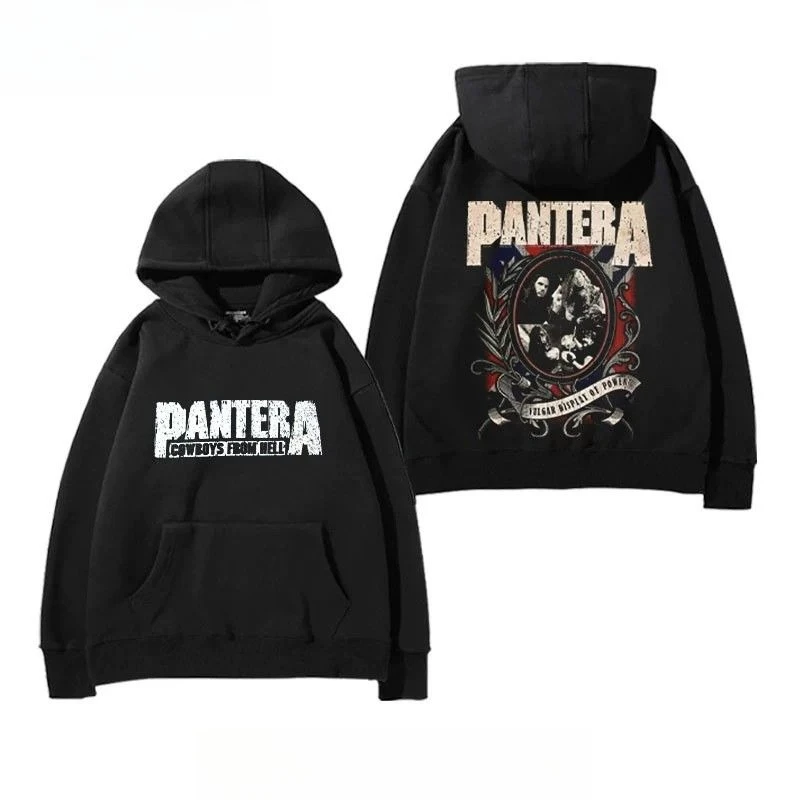 

Толстовка Studio с принтом PANTERA COWBOYS FROM HELL, белая, с потертым текстом, передний карман, VULGAR DISPLAY OF POWER, флис с принтом на спине