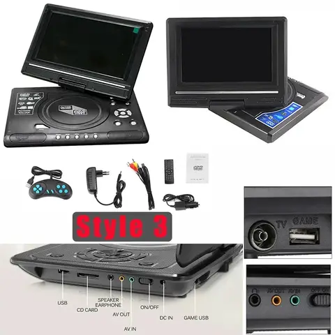 7.8inch/9.8inch 6:9 Widescreen 270° Rotatable LCD Screen Home Car TV DVD Player Portable VCD MP3 Viewer with Game Function