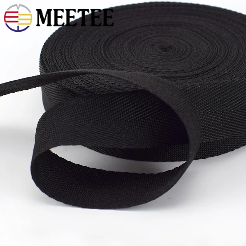 18M 0.9mm Thick Black Polypropylene PP Webbing Ribbon Band Strap Tape For Backpack Knapsack Belt DIY Garments Sewing Accessories