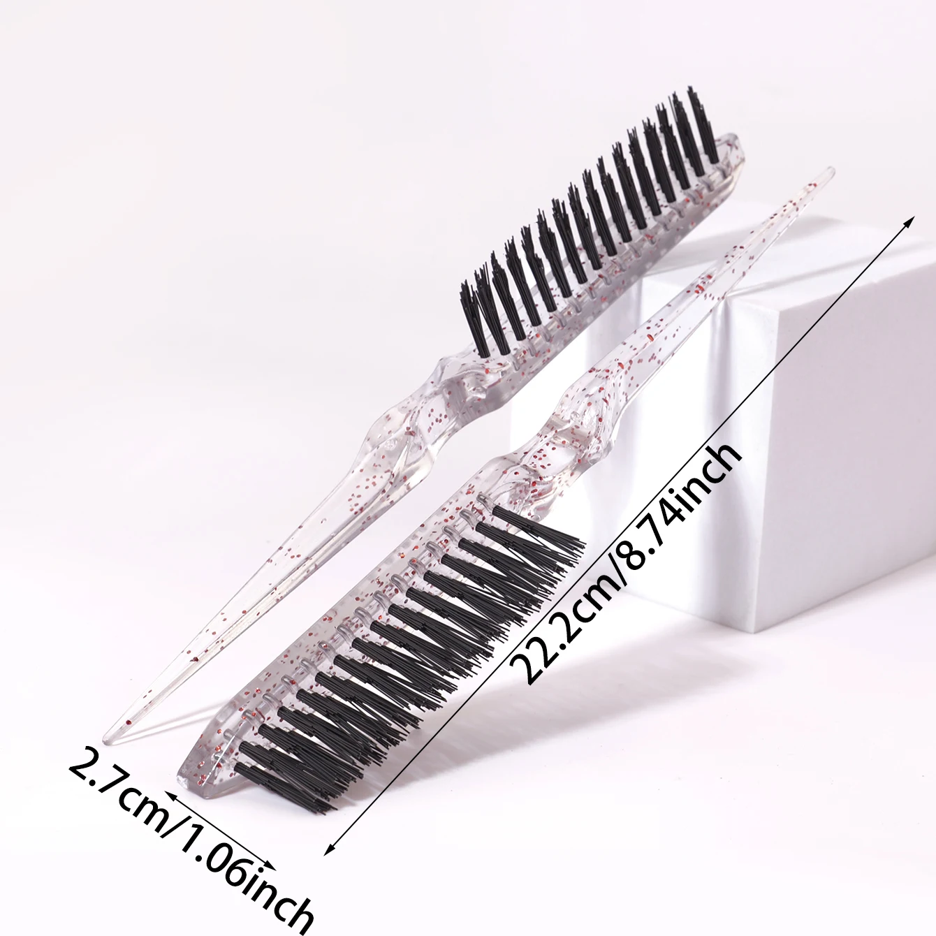 1/2/3 قطعة فرشاة شعر المسيل للدموع ، فرشاة شعر مسيل للدموع لامعة من الراتنج ، فرشاة حافة مشط ذيل الماوس ، خاصة للشعر المستعار الحقيقي #6