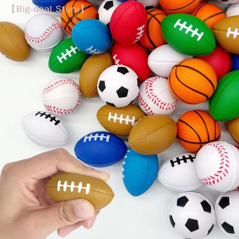 【M】5PCS Balls Football Basketball Rugby Elastic Inflation Mini Balls Colorful Sports Outdoor Games Supplies Party Souvenirs