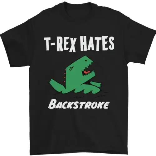 

T-Rex Hates Backstroke Funny Swimmer Swim Mens T-Shirt 100% Cotton