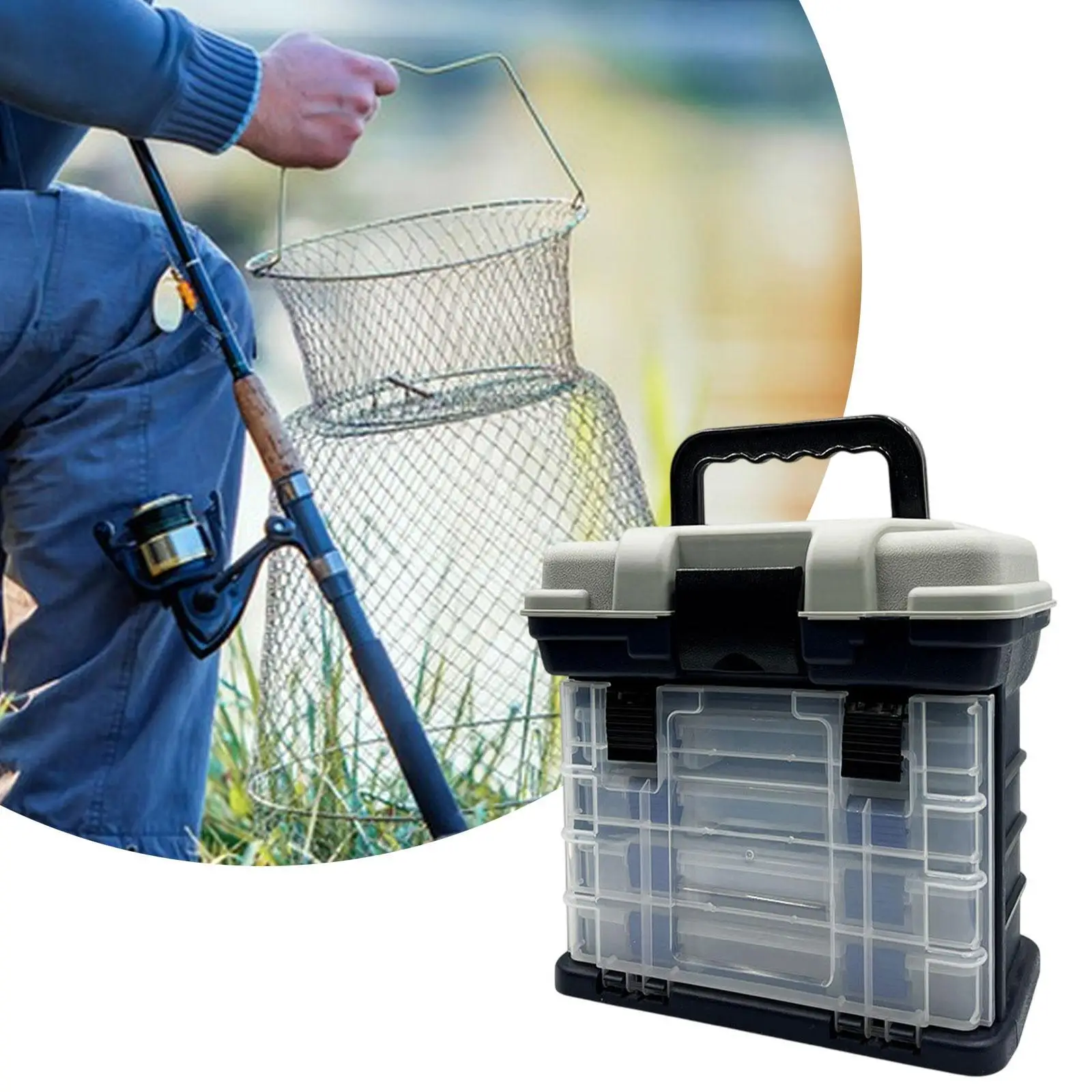 Fishing Tackle Box Adjustable Dividers Holder Storage Bin for Boat Fishing Gifts Office Supplies Beading Outdoor Activities