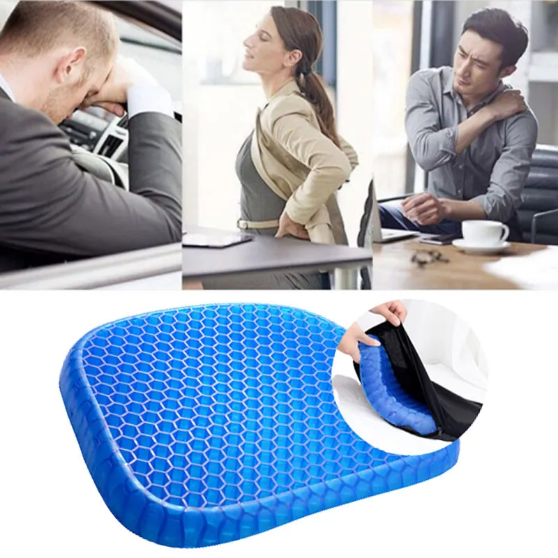 Car Seat Cover Black Covers Honeycomb Design Gel Seat Cushion Pressure Relief Back Tailbone Pain Non-Slip Pad Auto Accessories