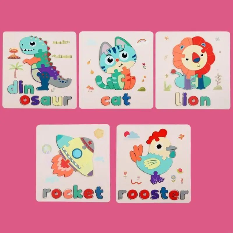 F62D Spell Word Game Wooden Early Learning Letter Puzzle 26 Lowercase Letters Recognition Kids