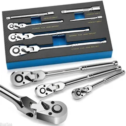 6 Pcs 180° Adjustable Flex Head Ratchet Set 1/4