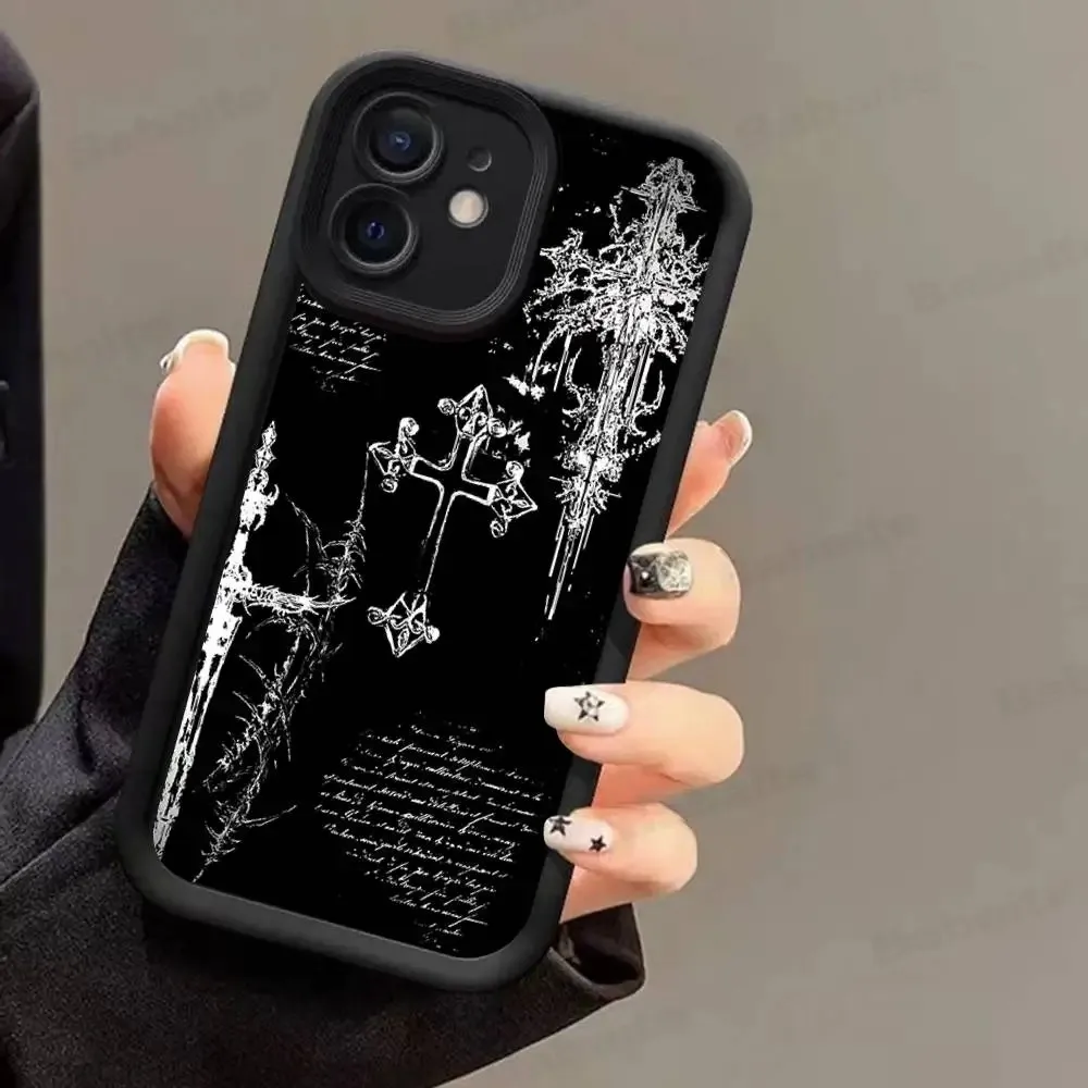 Handyhülle für Samsung S26 S25 S24 S23 S22 S21 S20 F06 M16 Note 20 FE Plus Ultra 4G 5G Luxuriöse Gotische Cyber Sigil Kreuz Schutzhülle