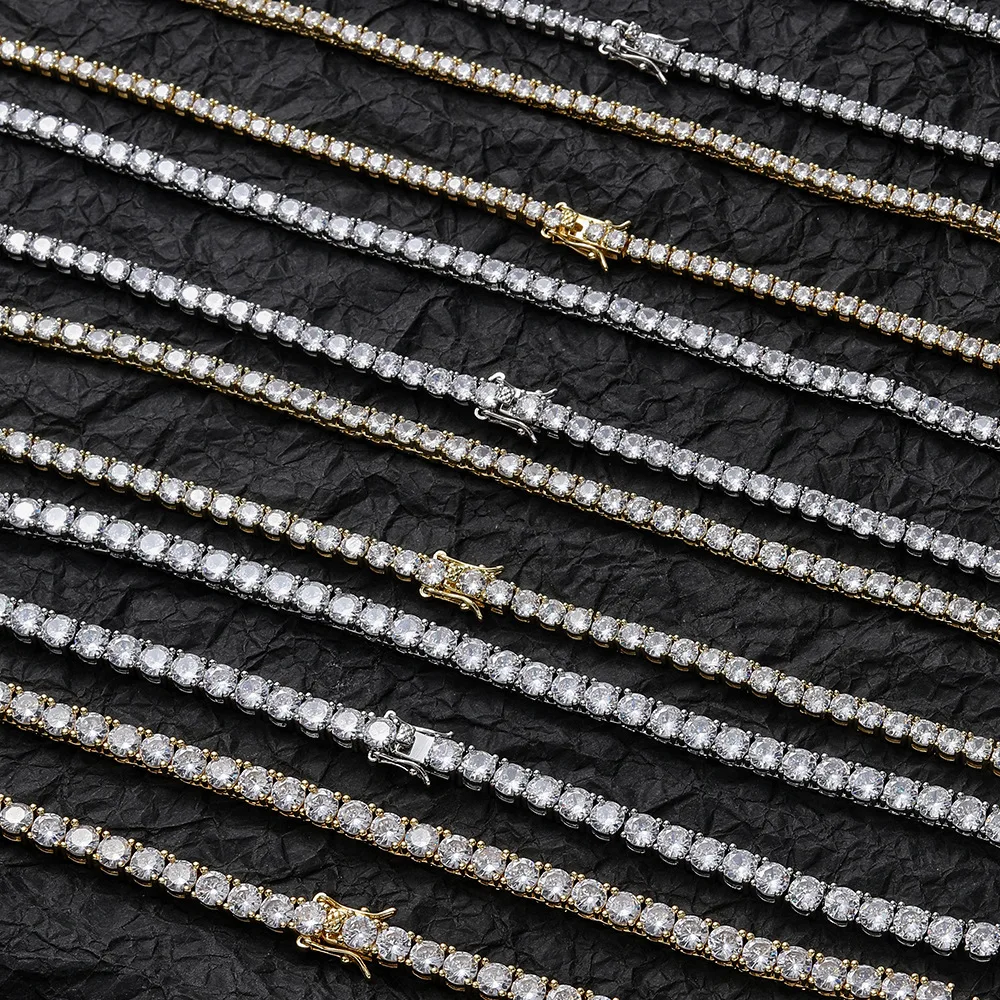 Simple Punk 2-6mm Moissanite Tennis Necklace for Women Man Choker Chain 100% S925 Sterling Silver Jewelry Gift view 3