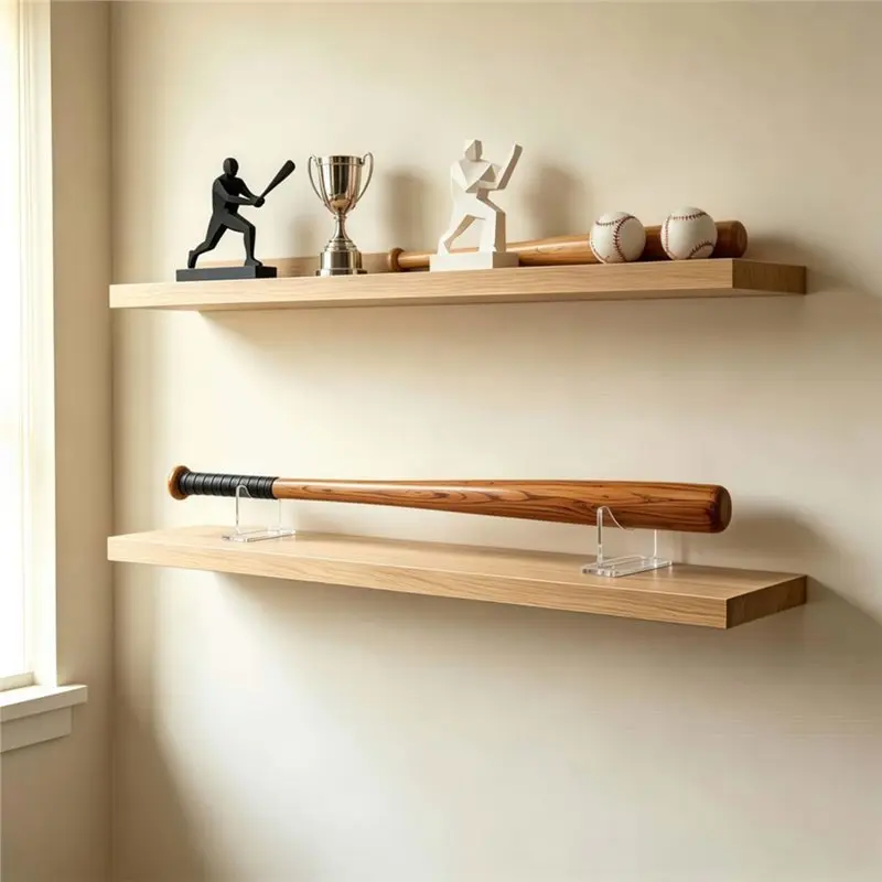 ABHS-2 Pack Desktop Baseball Bat Rack, Clear Acrylic Integrated Softball Bat Rack, Home Display Stand With Anti-Slip Pads