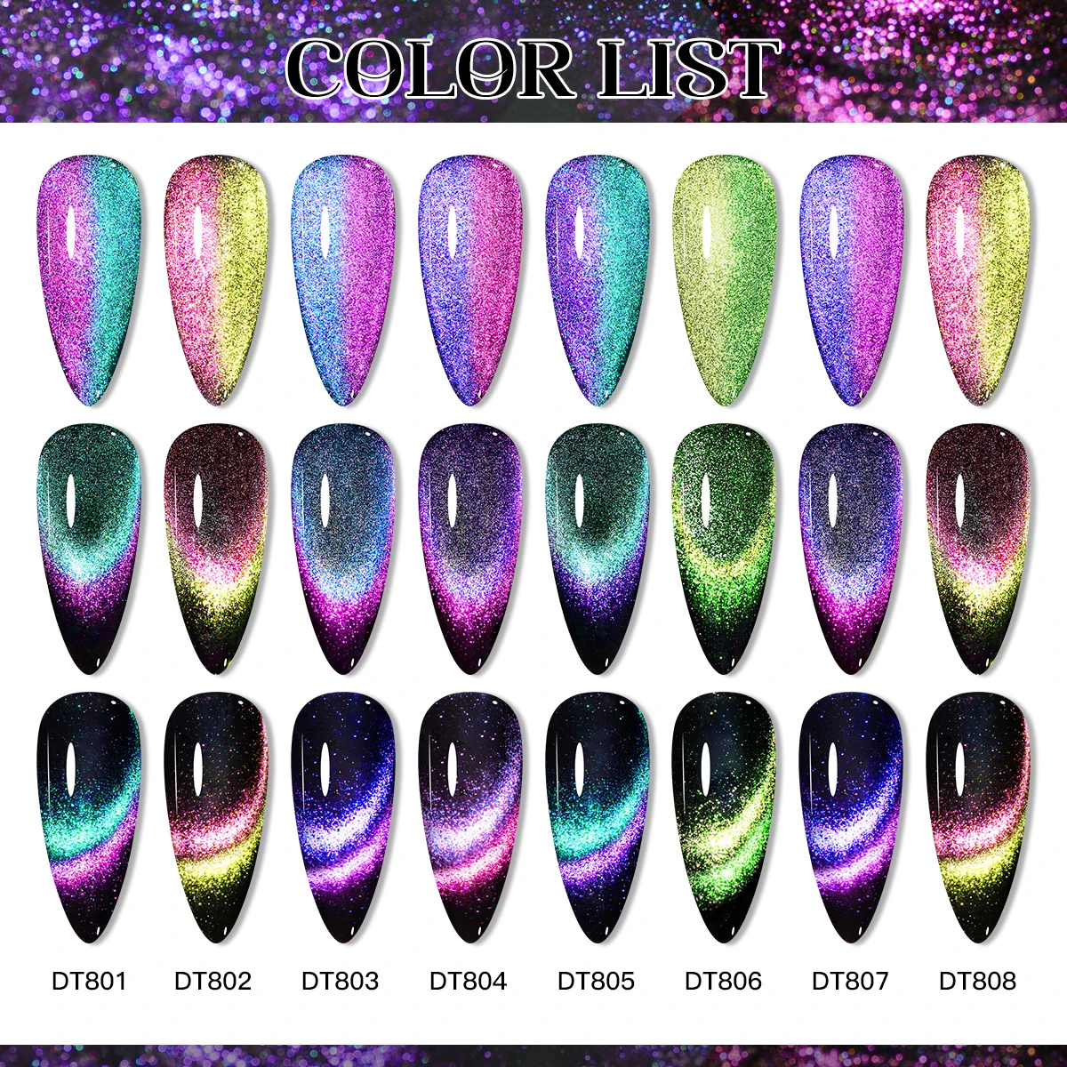 MEET ACROSS Set di smalti gel magnetici per gatti 9D con bastoncino magnetico Arcobaleno Soak Off Gel UV LED Vernice per unghie per unghie