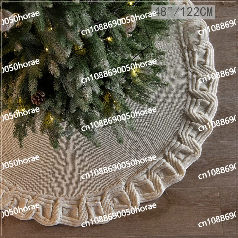 

Новинка 2024 года, 48-дюймовая юбка для рождественской елки, украшение, рождественское украшение, вязаный рождественский подарок, трехмерная юбка в виде елки в сетку