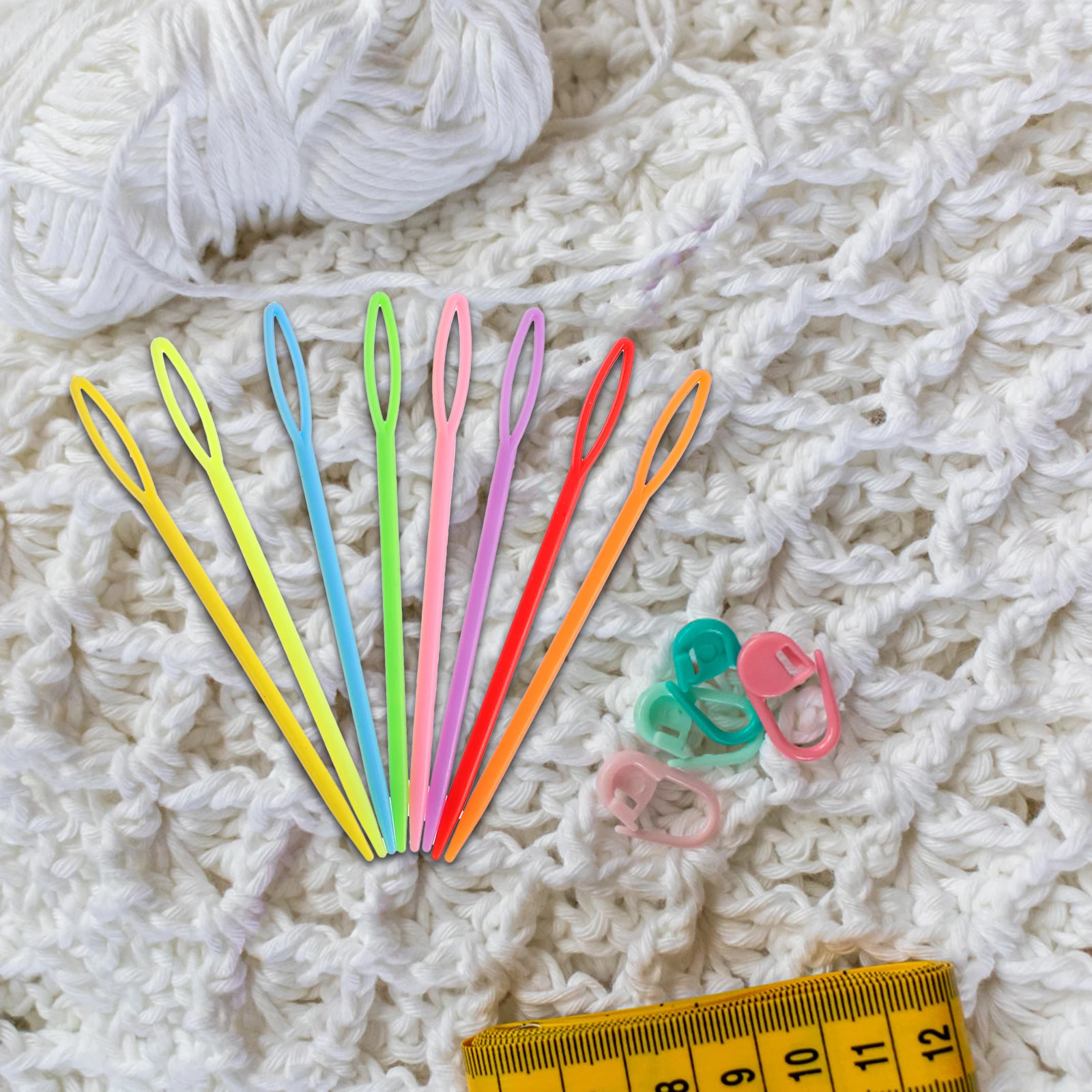 2 Boxes Plastic Hand Sewing Needles Large Eye Darning Tools for Knitting Yarn Crafts Beginners Multi-Function for Scarves