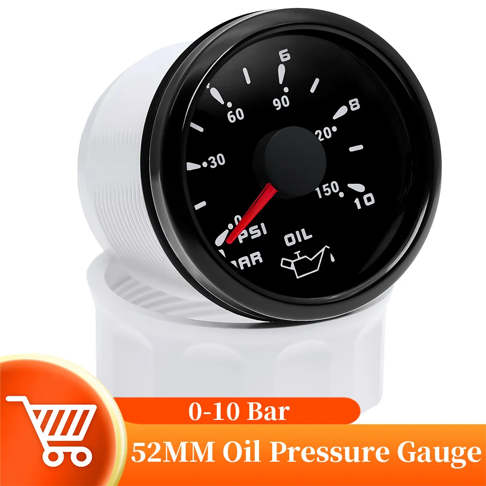 Universal 5/10Bar Oil Pressure Gauge 7 Colors Backlight 5BAR 1/8NPT Sensor  Oil Pressure Meter For Car Truck Boat Marine 12/24V