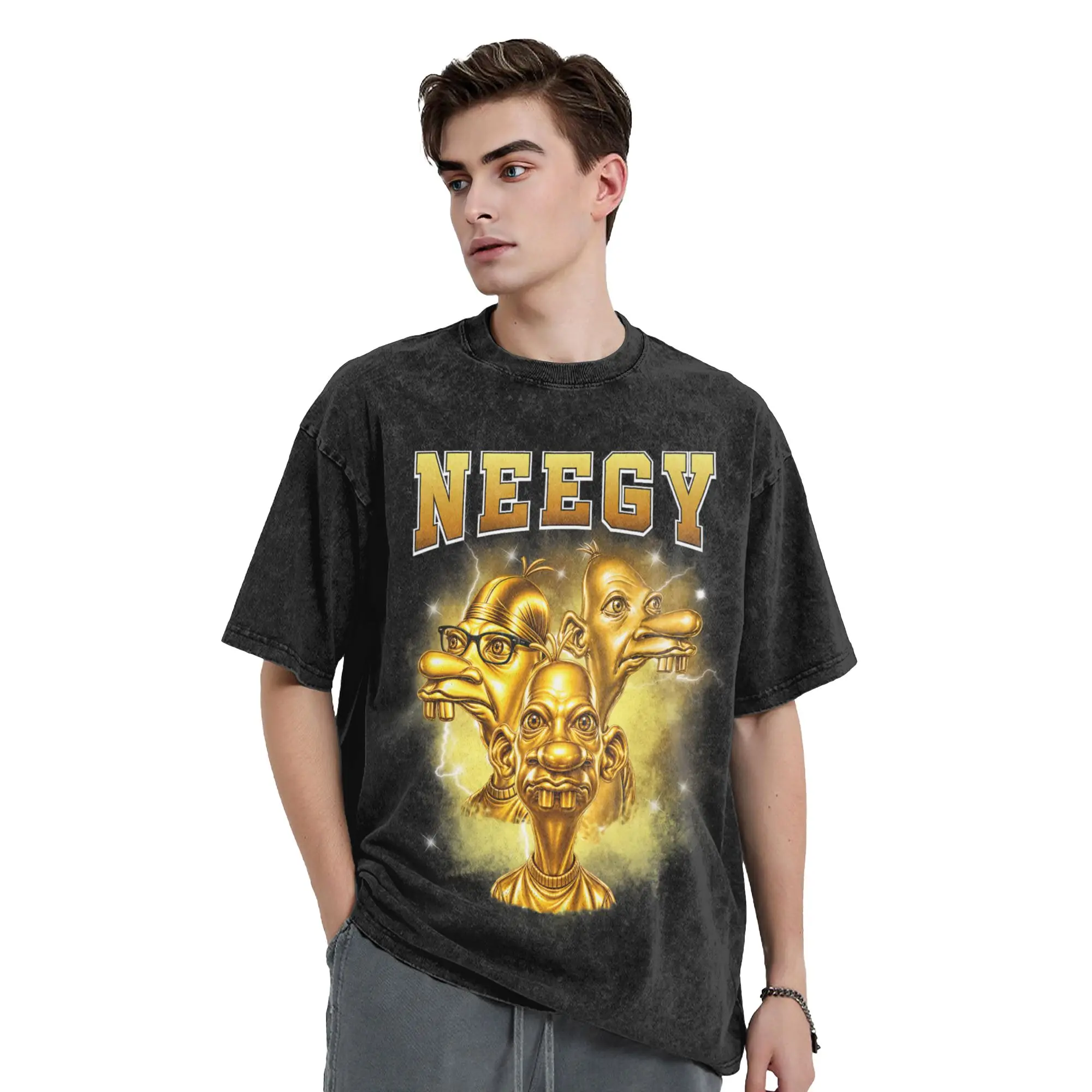 Neegy Meme T Shirt Funny Internet Brainrot Humor Gen Gen Z Washed T Shirts Streetwear T-Shirts  Tee Shirt for Men Women Summer