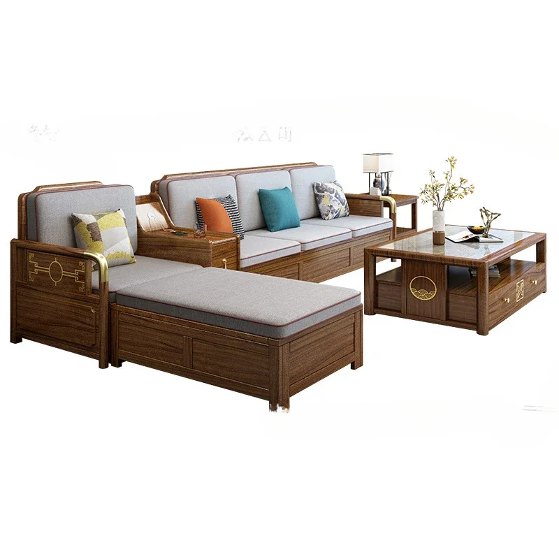 Golden rosewood solid wood sofa living room winter and summer dual-purpose small apartment simple high box storage furniture